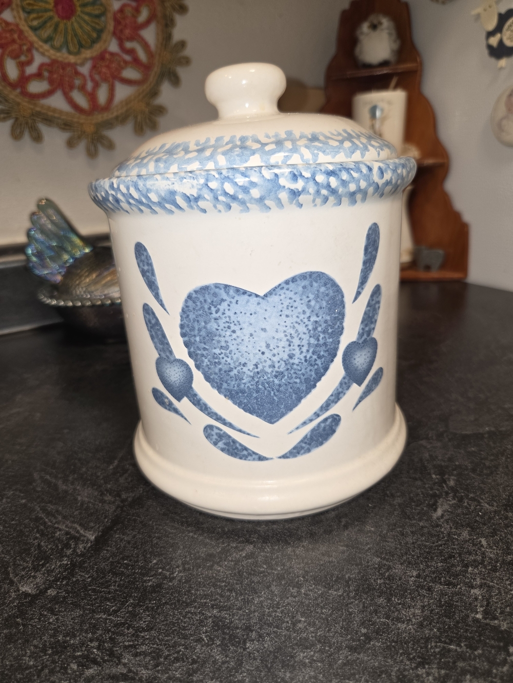 Vintage Corelle Blue Heart canister